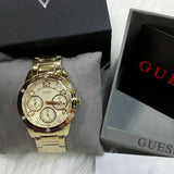 Guess Crystal Multifunction Gold Dial Gold Steel Strap Watch for Women - W0778L2 Authentic Buy Shop Now