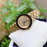 Movado Bold Crystal Gold Dial Gold Steel Strap Watch For Women - 3600492 Authentic Buy Shop Now