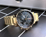 Tommy Hilfiger Tyson Chronograph Black Dial Gold Steel Strap Watch For Men - 1710589 Authentic Buy Shop Now