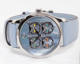 Gucci G Timeless Quartz Mother of Pearl Dial Blue Leather Strap Watch For Women - YA1264124 Authentic Buy Shop Now