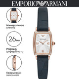 Emporio Armani Gianni T Bar Crystals Silver Dial Blue Leather Strap Watch For Women - AR11469 Authentic Buy Shop Now