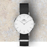 Daniel Wellington Classic Petite Cornwall White Dial Black NATO Strap Watch For Women - DW00100254 Authentic Buy Shop Now