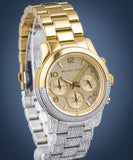 Michael Kors Runway Chronograph Gold Dial Two Tone Steel Strap Watch For Women - MK7329 Authentic Buy Shop Now