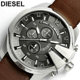 Diesel Mega Chief Chronograph Black Dial Brown Leather Strap Watch For Men - DZ4290 Authentic Buy Shop Now