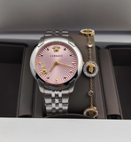 Versace Audrey Quartz Pink Dial Silver Steel Strap Watch for Women - VELR00419 Authentic Buy Shop Now