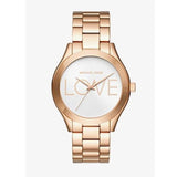 Michael Kors Slim Runway White Dial Rose Gold Steel Strap Watch For Women - MK3804 Authentic Buy Shop Now