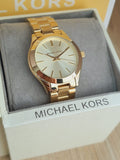 Michael Kors Mini Runway Slim Gold Dial Gold Steel Strap Watch for Women - MK3512 Authentic Buy Shop Now