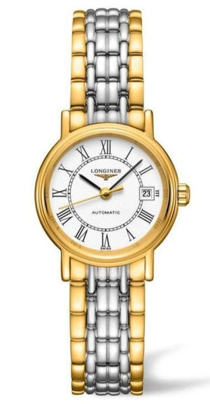 Longines Presence 25.5mm Automatic White Dial Two Tone Steel Strap Watch for Women - L4.321.2.11.7 Authentic Buy Shop Now