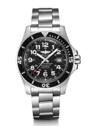 Breitling Superocean II 44mm Black Dial Black Steel Strap Watch for Men - A17392D71B1A1 Authentic Buy Shop Now