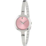 Movado Bela Museum Pink Dial Silver Steel Strap Watch For Women - 0606596 Authentic Buy Shop Now