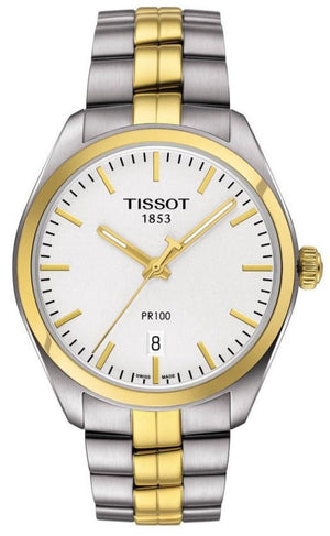 Tissot T Classic PR 100 Sport Chic White Dial Two Tone Steel Strap Watch For Women - T101.210.22.031.00 Authentic Buy Shop Now