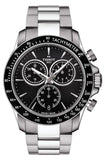 Tissot V8 Quartz Chronograph Black Dial Silver Steel Strap Watch For Men - T106.417.11.051.00 Authentic Buy Shop Now