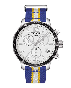 Tissot Quickster Chronograph NBA Golden State Warriors White Dial Two Tone NATO Strap Watch for Men - T095.417.17.037.15 Authentic Buy Shop Now