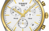 Tissot T Sport PR 100 Chronograph White Dial Two Tone Steel Strap Watch For Men - T101.417.22.031.00 Authentic Buy Shop Now
