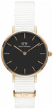 Daniel Wellington Classic Petite Dover Black Dial White NATO Strap Watch For Women - DW001000314 Authentic Buy Shop Now