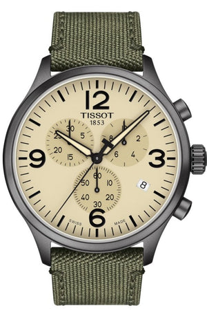 Tissot T Sport Chrono XL Beige Dial Green Nylon Strap Watch for Men - T116.617.37.267.00 Authentic Buy Shop Now