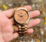 Fossil Boyfriend Multifunction Rose Gold Dial Rose Gold Steel Strap Watch for Women - ES3885 Authentic Buy Shop Now
