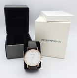 Emporio Armani Dress Quartz White Dial Brown Leather Strap Watch For Men - AR11011 Authentic Buy Shop Now