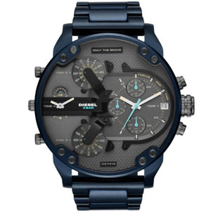 Diesel Daddy 2.0 Chronograph Grey Dial Blue Steel Strap Watch For Men - DZ7414 Authentic Buy Shop Now