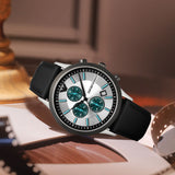 Emporio Armani Renato Chronograph Silver Dial Black Leather Strap Watch for Men - AR11473 Authentic Buy Shop Now