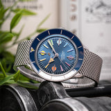 Breitling Superocean Heritage '57 Special Edition II Blue Dial Silver Mesh Bracelet Watch for Men - A103702A1C1A1 Authentic Buy Shop Now