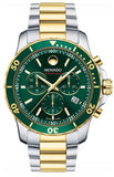 Movado Series 800 Chronograph Green Dial Two Tone Steel Strap Watch For Men - 2600148 Authentic Buy Shop Now