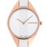 Calvin Klein Rebel White Grey Dial White Leather Strap Watch for Women - K8P236L6 Authentic Buy Shop Now