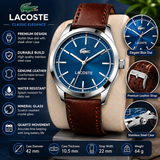 Lacoste Edmonton Blue Dial Brown Leather Strap Watch for Men - 2010889 Authentic Buy Shop Now