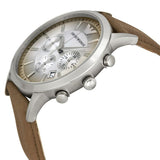 Emporio Armani Classic Chronograph Silver Dial Brown Leather Strap Watch For Men - AR2471 Authentic Buy Shop Now