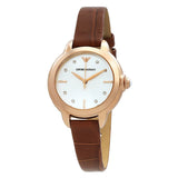 Emporio Armani Mia Quartz Silver Dial Brown Leather Strap Watch For Women - AR11525 Authentic Buy Shop Now