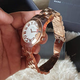 Marc Jacobs Rivera White Dial Rose Gold Steel Strap Watch for Women - MBM3138 Authentic Buy Shop Now