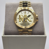 Michael Kors Lennox Three-Hand Quartz Gold Dial Gold Steel Strap Watch For Men - MK8939 Authentic Buy Shop Now