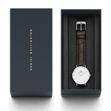 Daniel Wellington Classic Petite York White Dial Brown Leather Strap Watch For Women - DW00100244 Authentic Buy Shop Now