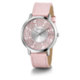 Guess Dahlia Analog Silver Dial Pink Leather Strap Watch for Women - GW0529L1 Authentic Buy Shop Now