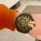 Diesel Mega Chief Chronograph Black Dial Black Steel Strap Watch For Men - DZ4338 Authentic Buy Shop Now