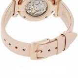 Emporio Armani Meccanico Silver Skeleton Dial Beige Leather Strap Watch For Women - AR60001 Authentic Buy Shop Now