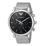 Emporio Armani Luigi Black Dial Silver Mesh Bracelet Watch For Men - AR8032 Authentic Buy Shop Now