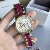 Michael Kors Ritz Chronograph Gold Dial Two Tone Steel Strap Watch For Women - MK6517 Authentic Buy Shop Now