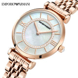 Emporio Armani Gianni T Bar Mother of Pearl Rose Gold Stainless Steel Strap Watch For Women - AR1909 Authentic Buy Shop Now