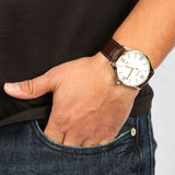 Hugo Boss Classic White Dial Brown Leather Strap Watch for Men - 1513486 Authentic Buy Shop Now
