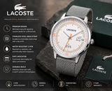 Lacoste Madrid White Dial Gray Leather Strap Watch for Men - 2011031 Authentic Buy Shop Now
