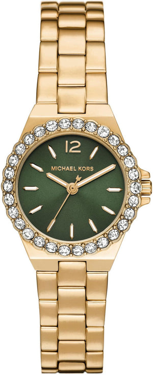 Michael Kors Lennox Quartz Green Dial Gold Steel Strap Watch For Women - MK7395 Authentic Buy Shop Now