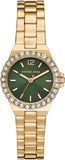 Michael Kors Lennox Quartz Green Dial Gold Steel Strap Watch For Women - MK7395 Authentic Buy Shop Now
