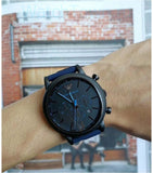 Emporio Armani Luigi Chronograph Black Dial Blue Rubber Strap Watch For Men - AR11023 Authentic Buy Shop Now