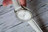 Guess Rosette Analog White Dial White Leather Strap Watch For Women - W75043L1 Authentic Buy Shop Now