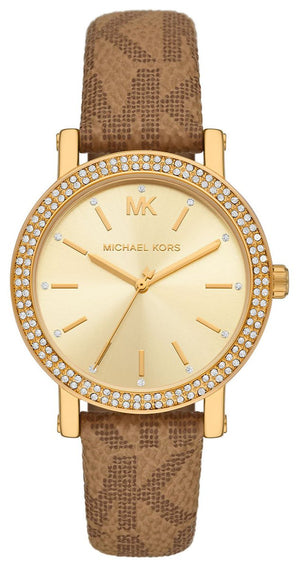Michael Kors Quartz Gold Dial Brown Leather Strap Watch For Women - MKO1026 Authentic Buy Shop Now