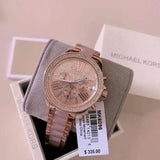 Michael Kors Wren Crystals Rose Gold Dial Rose Gold Steel Strap Watch for Women - MK6096 Authentic Buy Shop Now