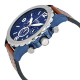 Fossil Nate Chronograph Navy Blue Dial Brown Leather Strap Watch for Men - JR1504 Authentic Buy Shop Now