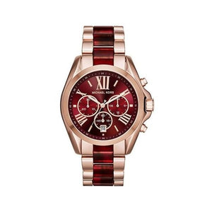 Michael Kors Bradshaw Burgundy Dial Two Tone Steel Strap Watch for Women - MK6270 Authentic Buy Shop Now