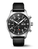 IWC Pilot's Watch Chronograph Black Dial Black Leather Strap Watch for Men - IW377709 Authentic Buy Shop Now